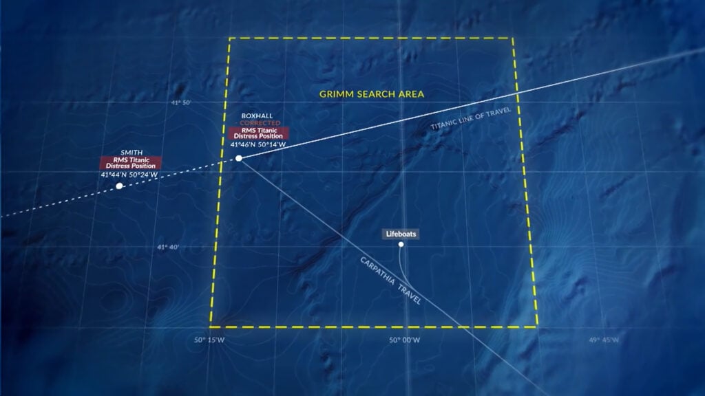Viasat History Titanic wreck map Титаник: Тайните на корабокрушението