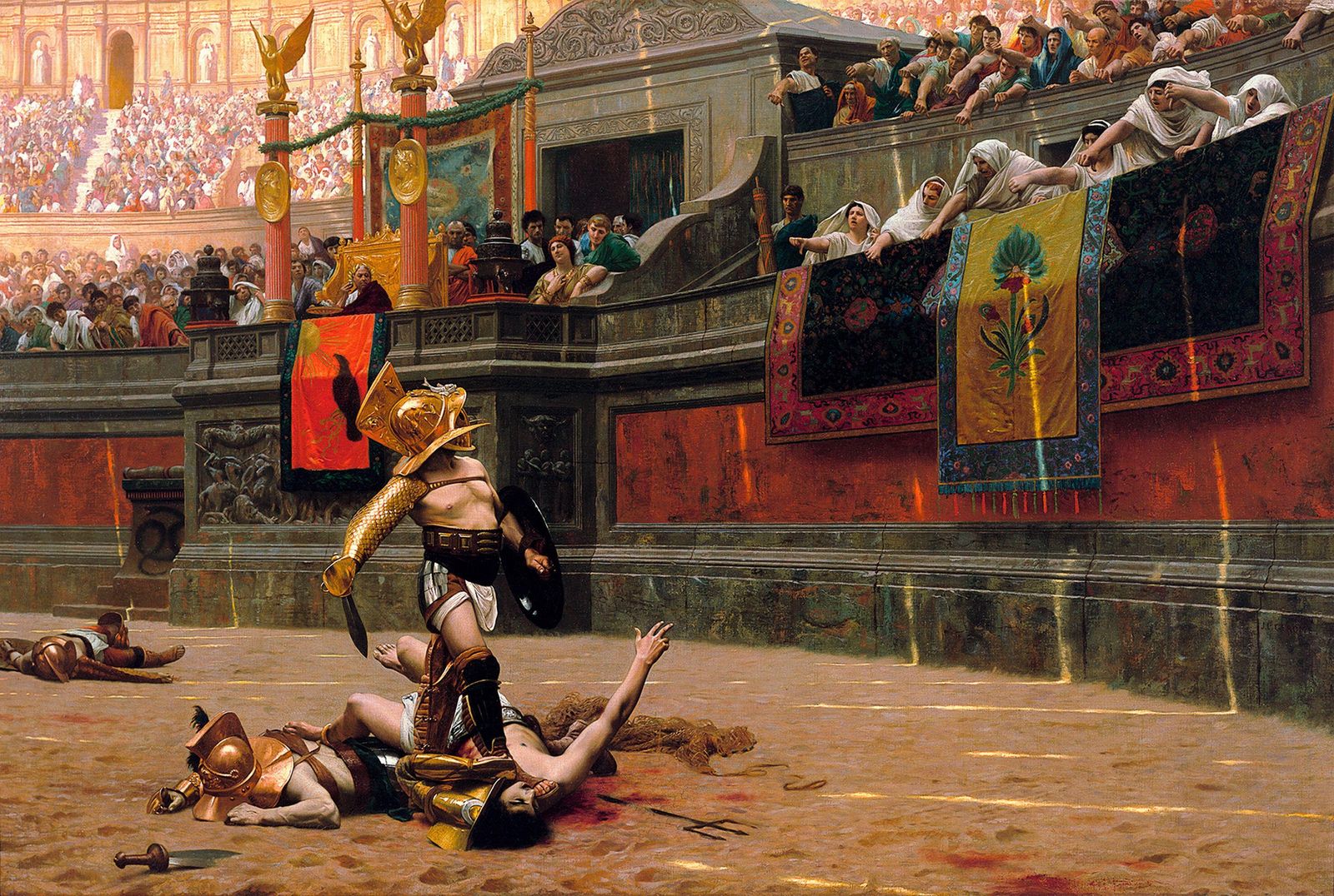 Roman Gladiator / Gladiators. Pollice Verso (Thumbs Down) by Jean-Leon Gerome (1824-1904), oil on canvas, 1872.
