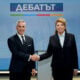 Студиото на БНТ по време на дебата между Илияна Йотова и Андрей Гюров