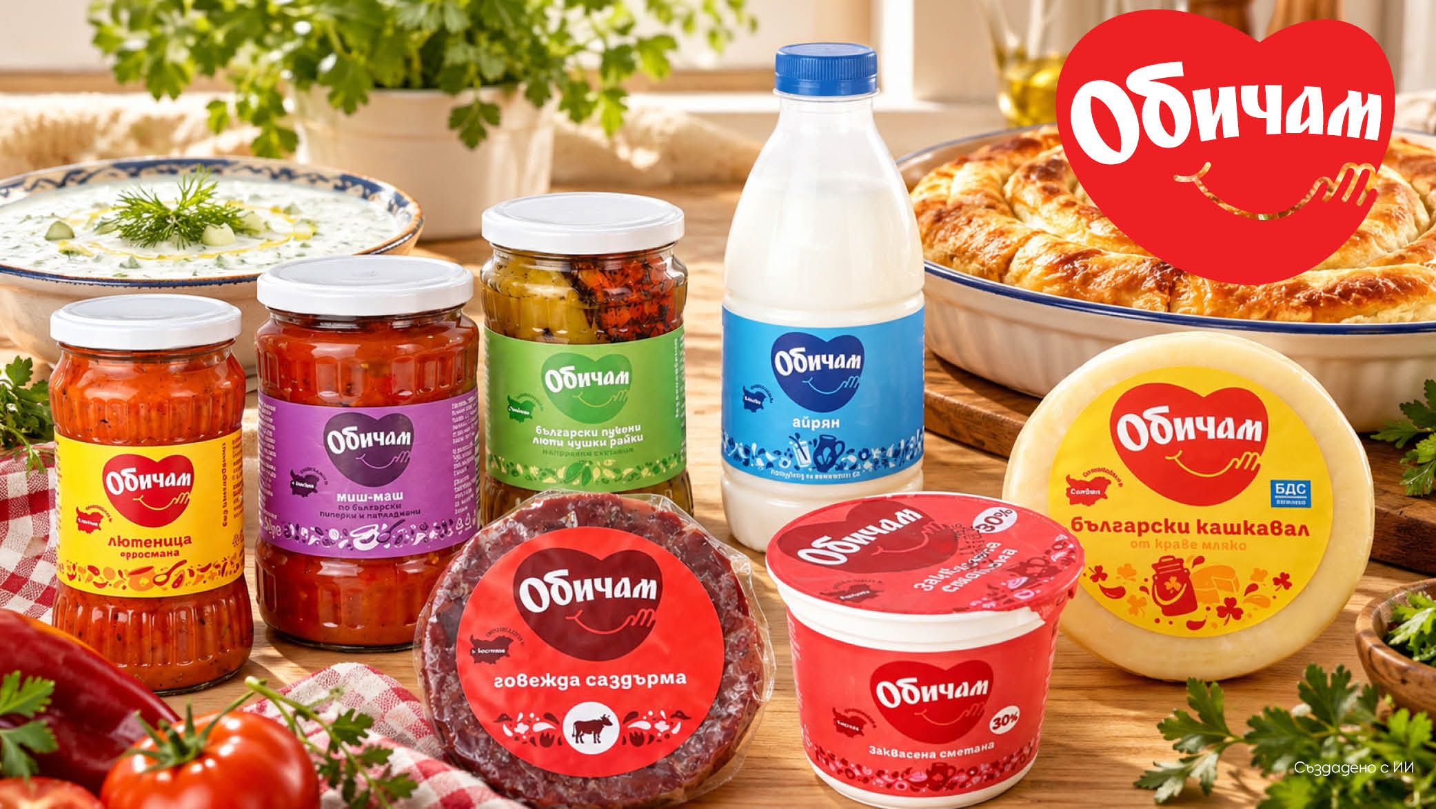 Продукти от новата собствена марка „Обичам“ на BILLA