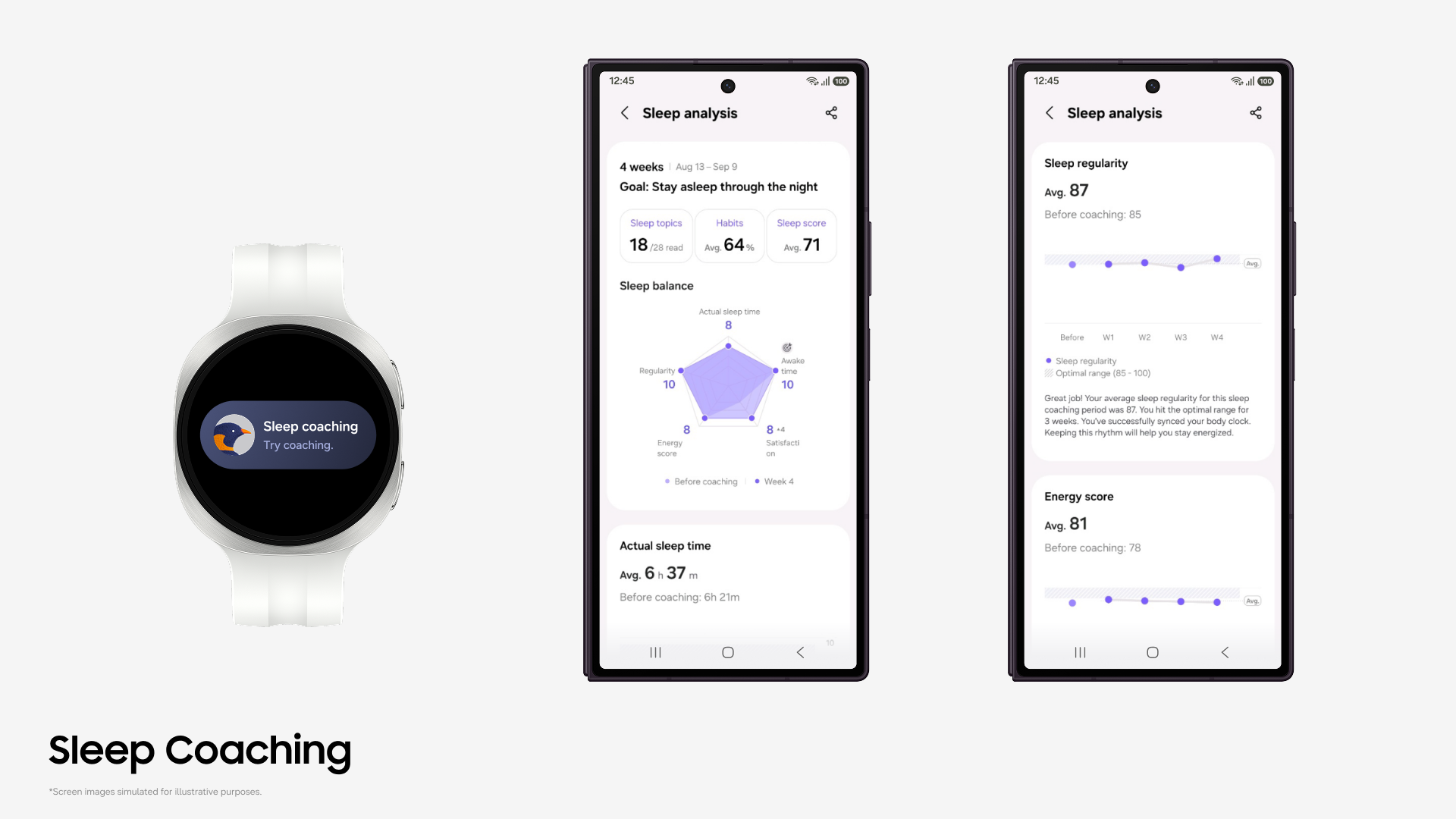 Функцията „Съвети за сън“ в Samsung Health